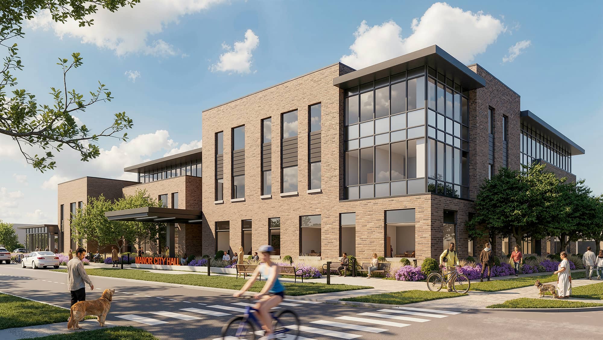 Manor Town Center 3D Rendering of City Hall Corner